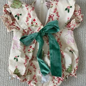 Ivy City Co Cream and Green Holiday One Piece